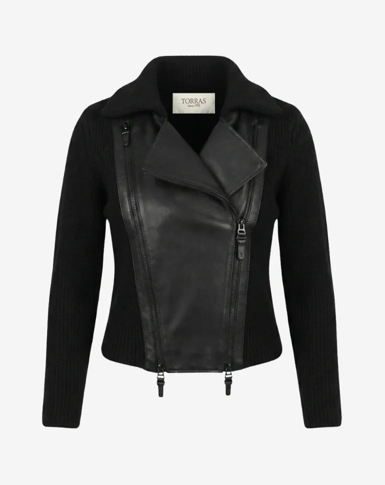 BORN — Nappa Leather and Wool Knit Jacket