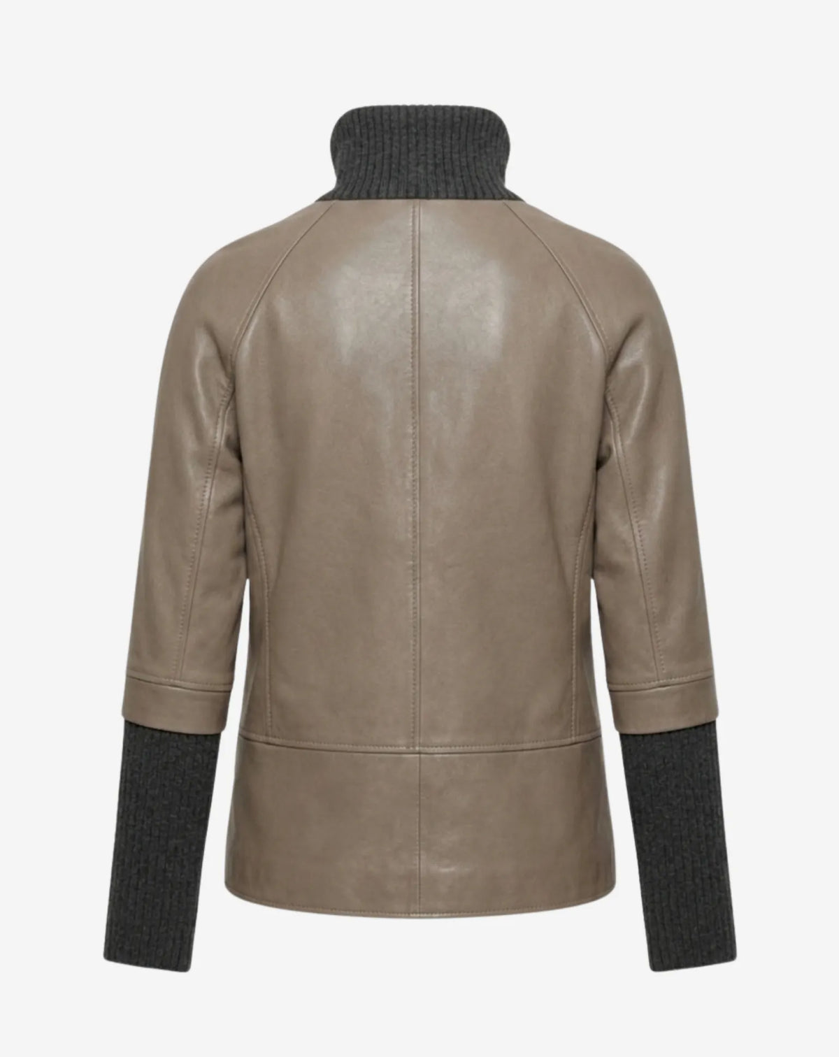 EIXAMPLE — Nappa Leather Jacket with Knit Collar and Cuffs