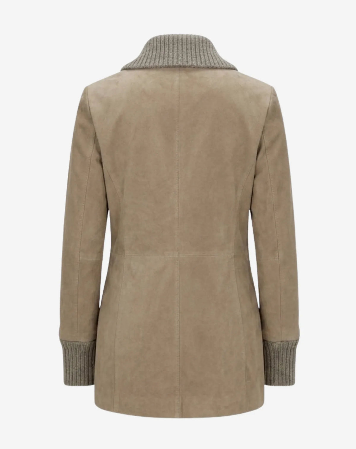 Chaqueta larga bimateria de ante y punto TORRAS DS68024 - vista trasera