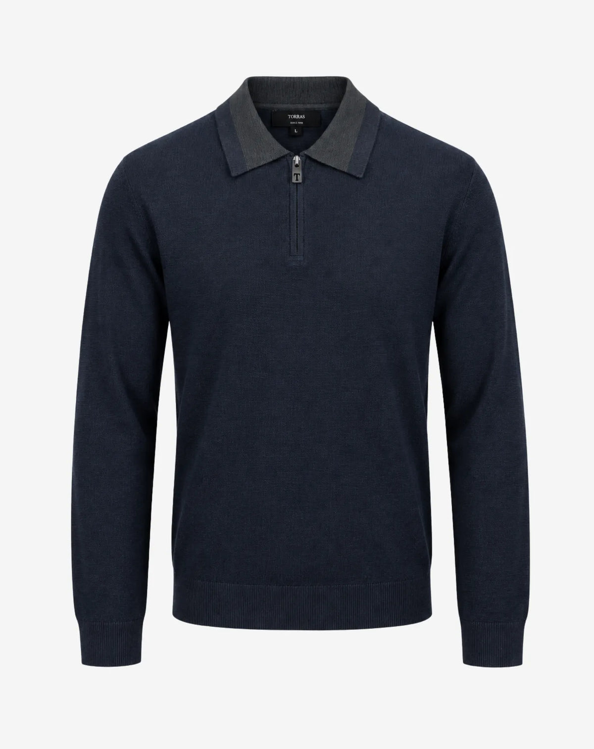 HORTA jersey polo de lana merino azulón vista frontal