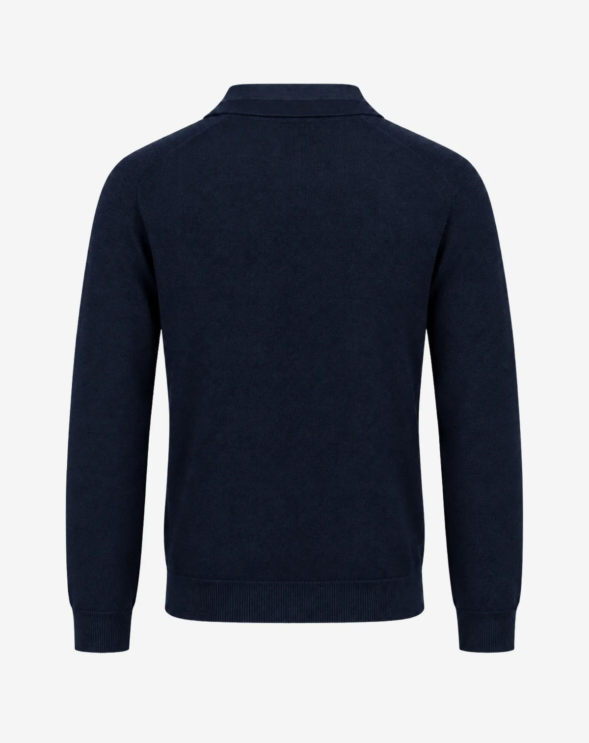 HORTA jersey polo de lana merino azulón vista trasera