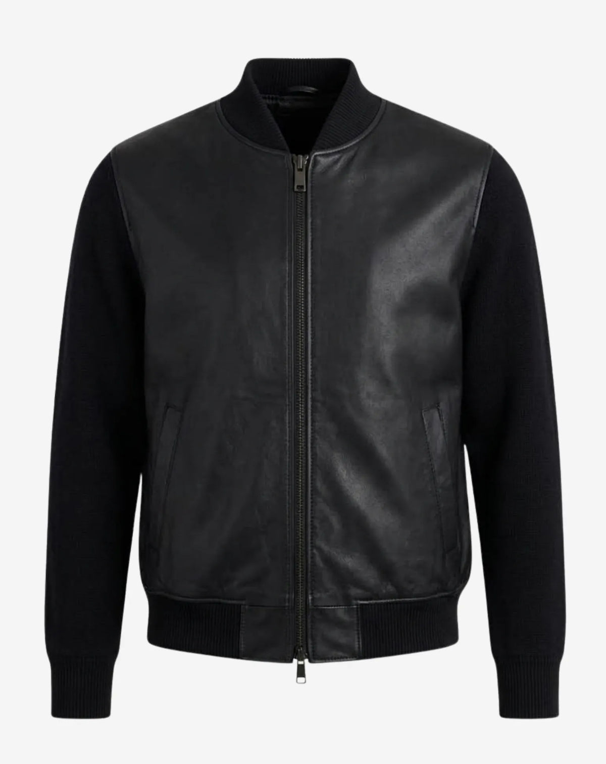 BONANOVA — Nappa Leather and Knit Bomber Jacket