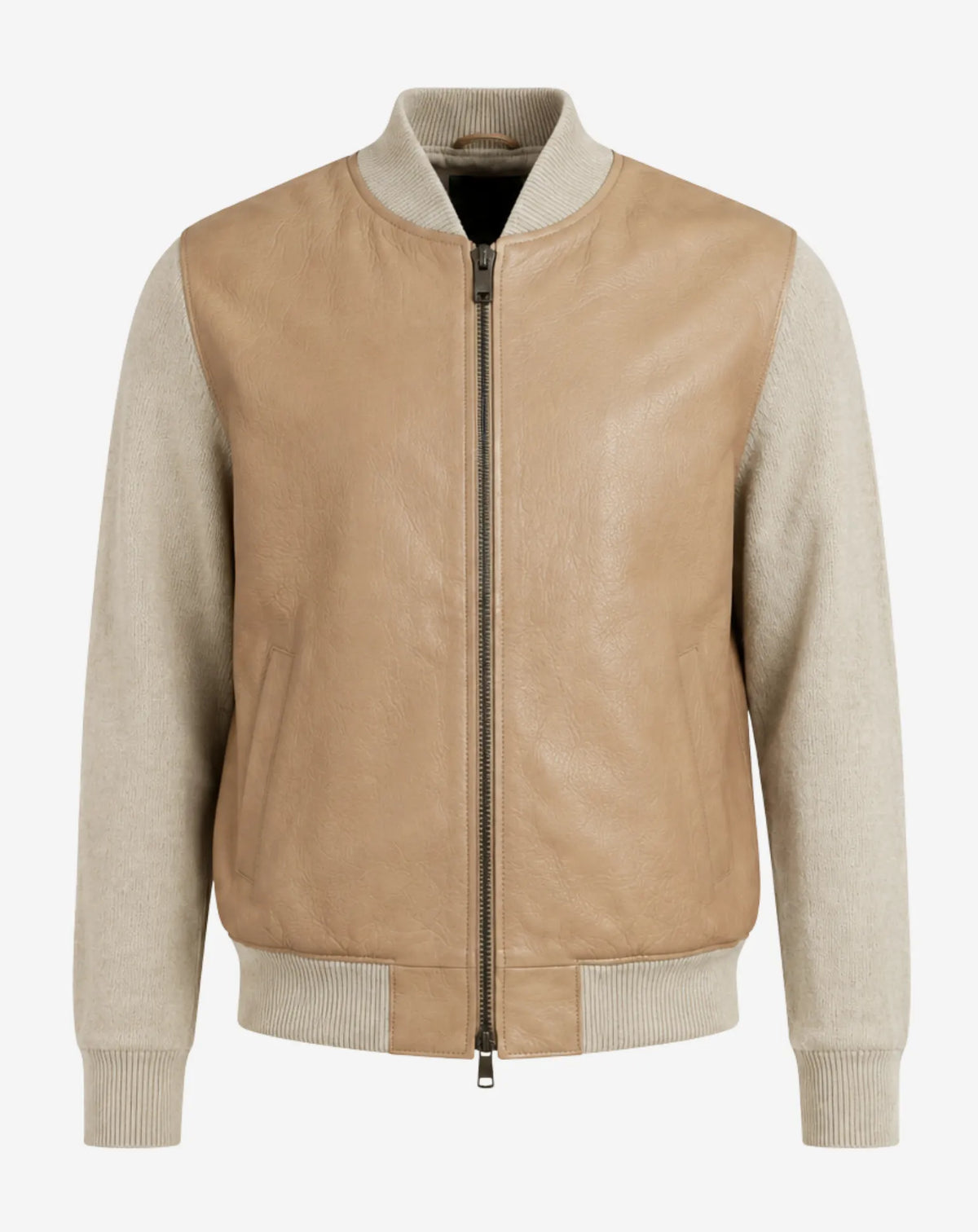 MANDRI — Nappa Leather and Knit Bomber Jacket