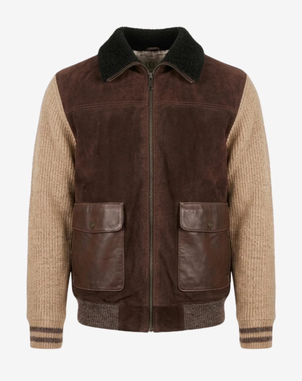 TRES TORRES — Suede, Knit and Shearling Jacket