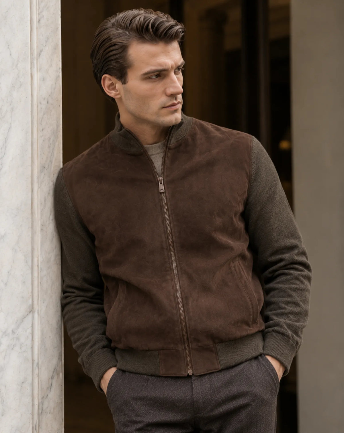 GANDUXER — Suede and Knit Jacket