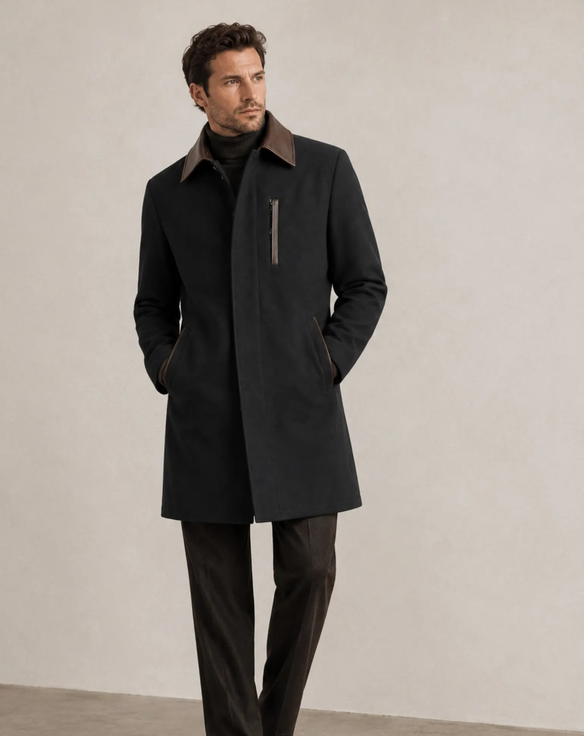 MUNTANER — Long Wool and Leather Coat