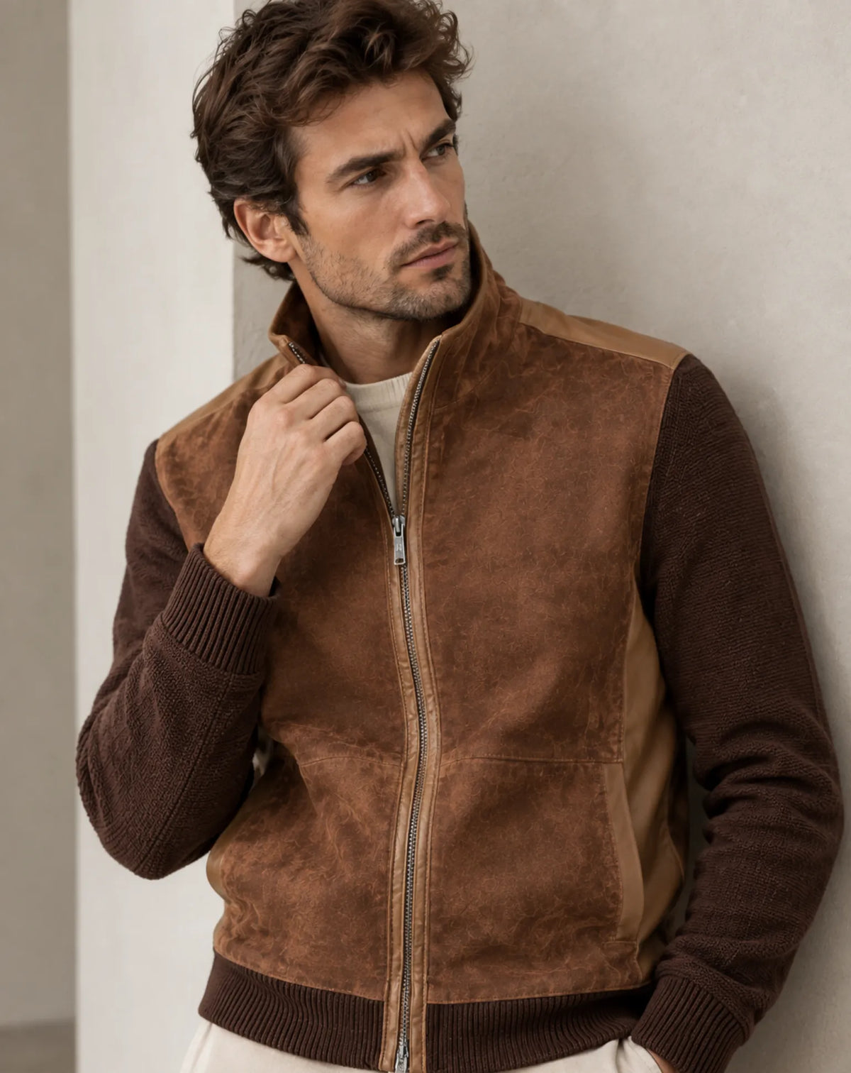 BONANOVA — Suede, Nappa Leather and Knit Jacket