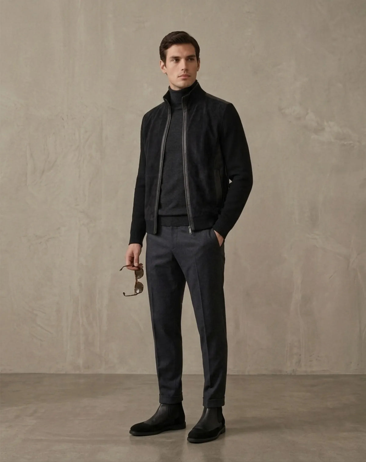 SANT GERVASI — Nappa Leather and Knit Jacket