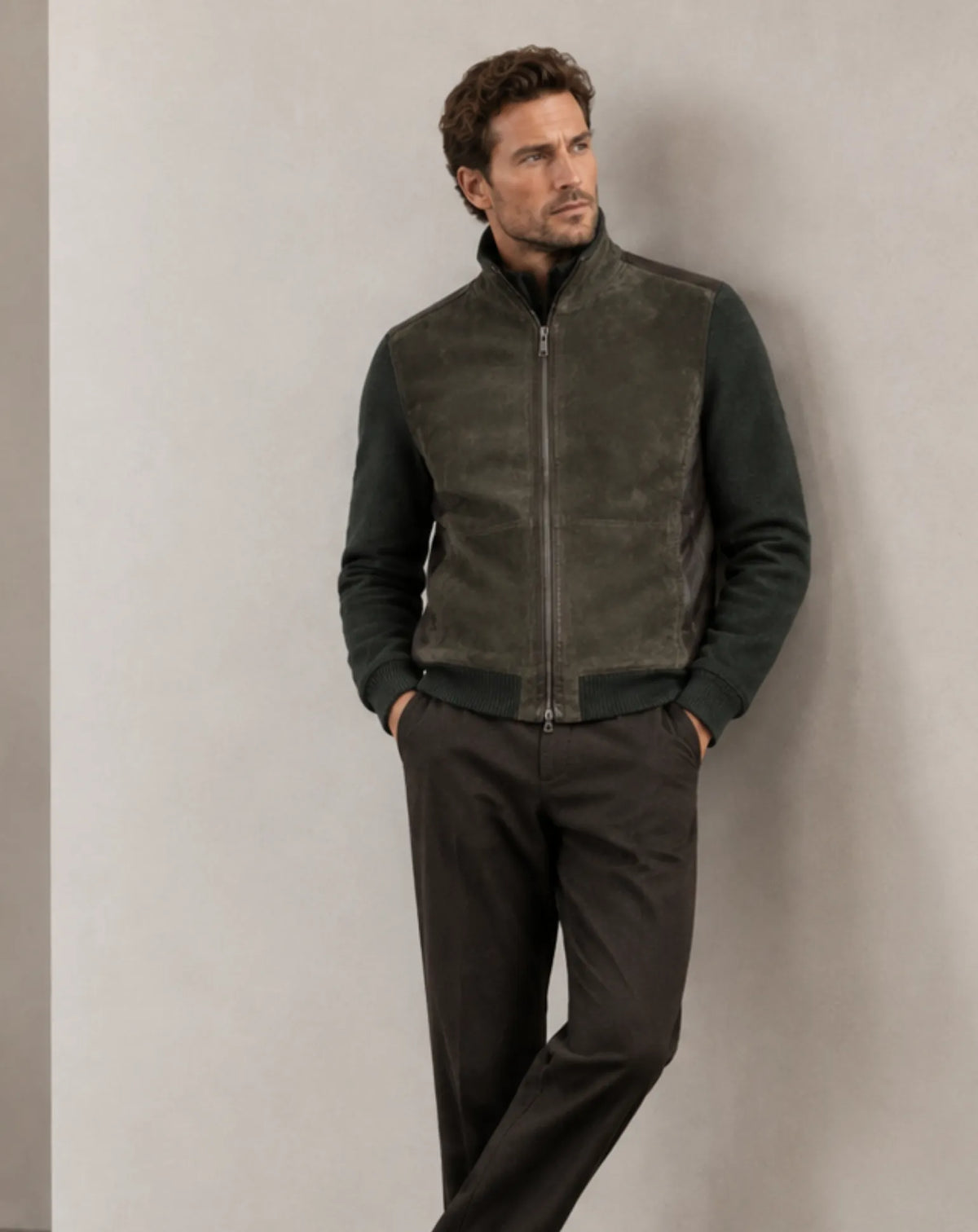 TRES TORRES — Suede, Nappa Leather and Knit Jacket