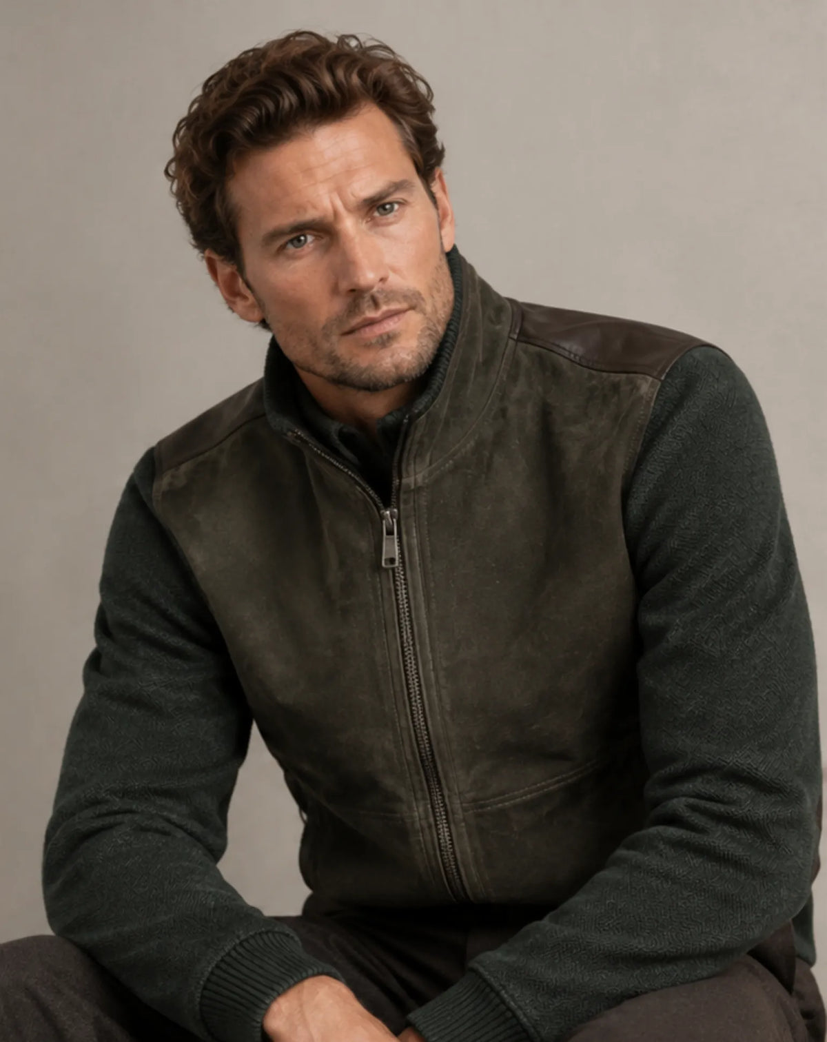 TRES TORRES — Suede, Nappa Leather and Knit Jacket