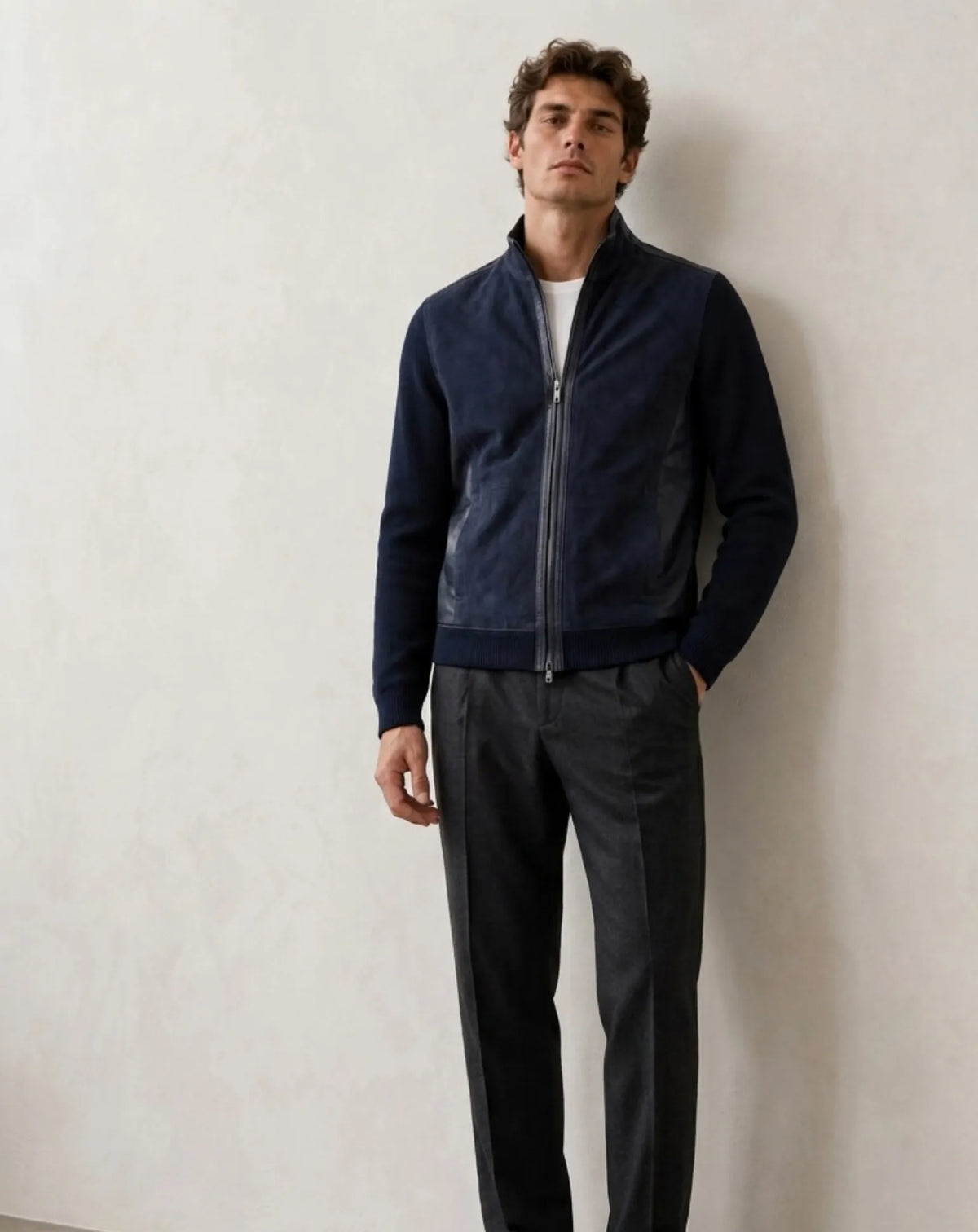 MANDRI — Suede, Nappa Leather and Knit Jacket