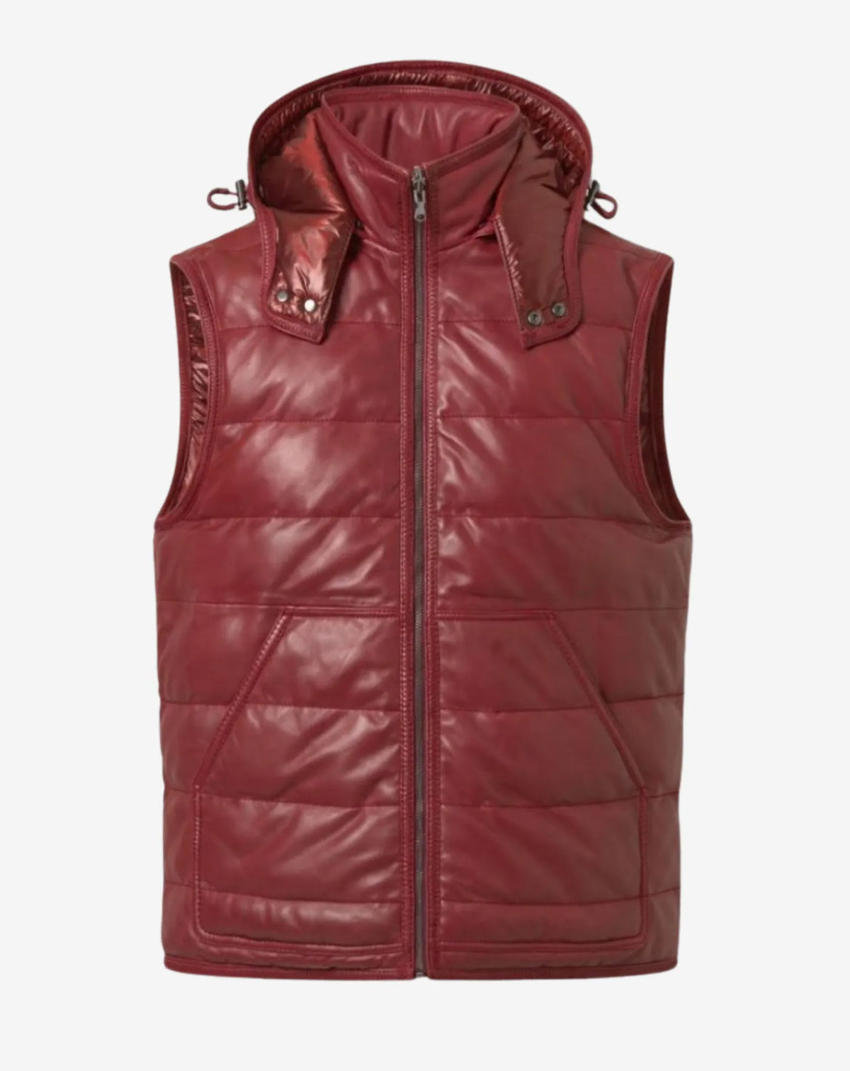 Chaleco TORRAS reversible de napa color cuero vista frontal