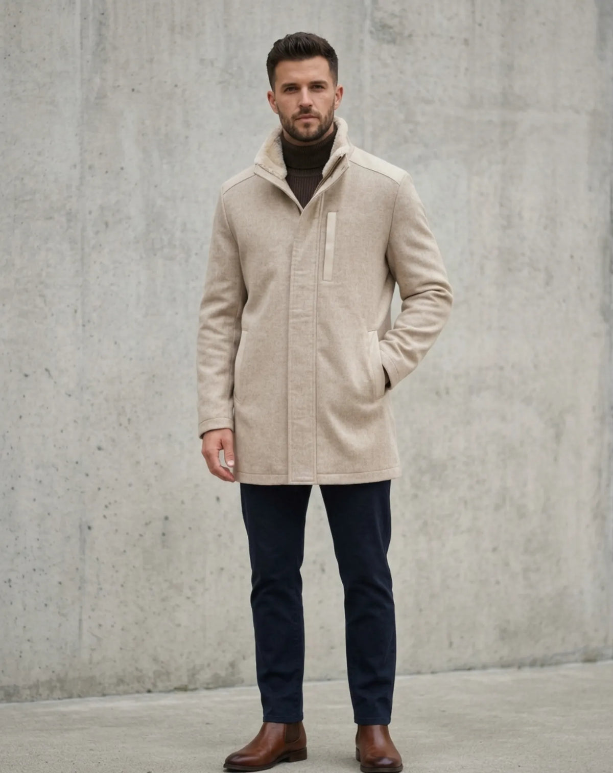 VIA AUGUSTA — Mouton, Wool, Cashmere and Leather Coat