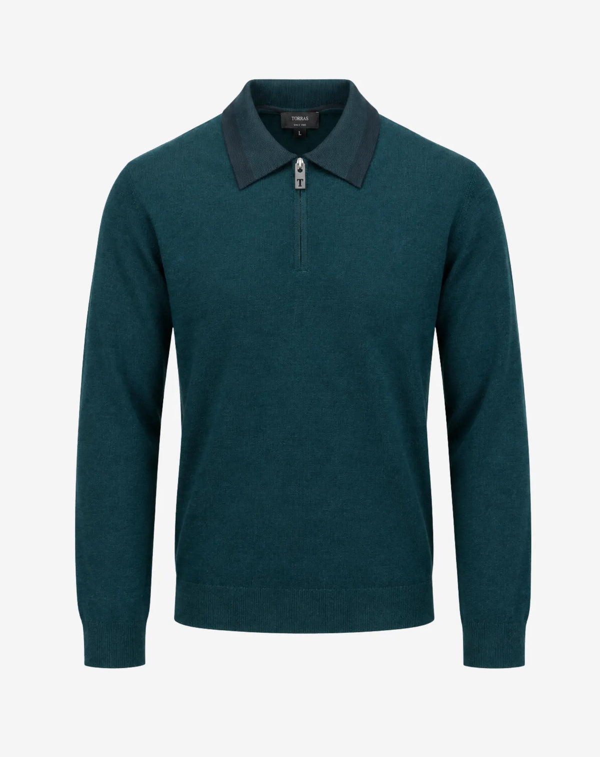 HORTA jersey polo de lana merino verde frontal