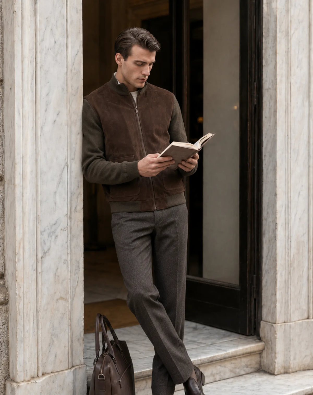 GANDUXER — Suede and Knit Jacket