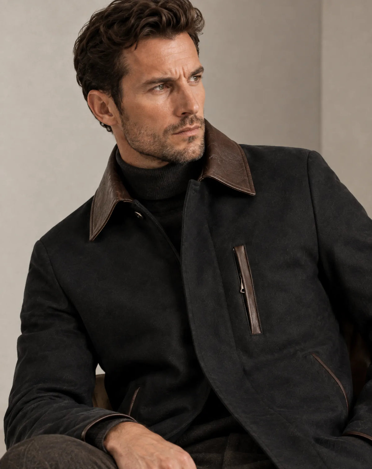MUNTANER — Long Wool and Leather Coat