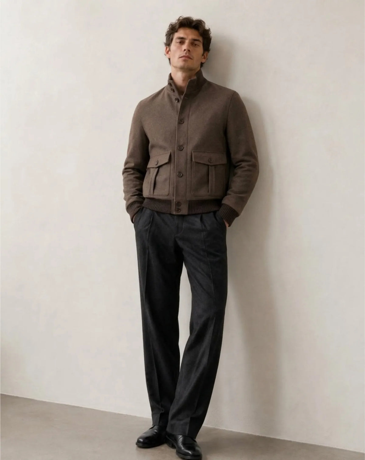 SANT ANDREU — Wool Jacket with Leather Details