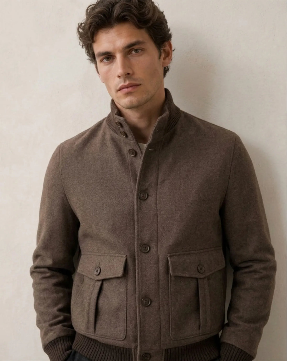 SANT ANDREU — Wool Jacket with Leather Details