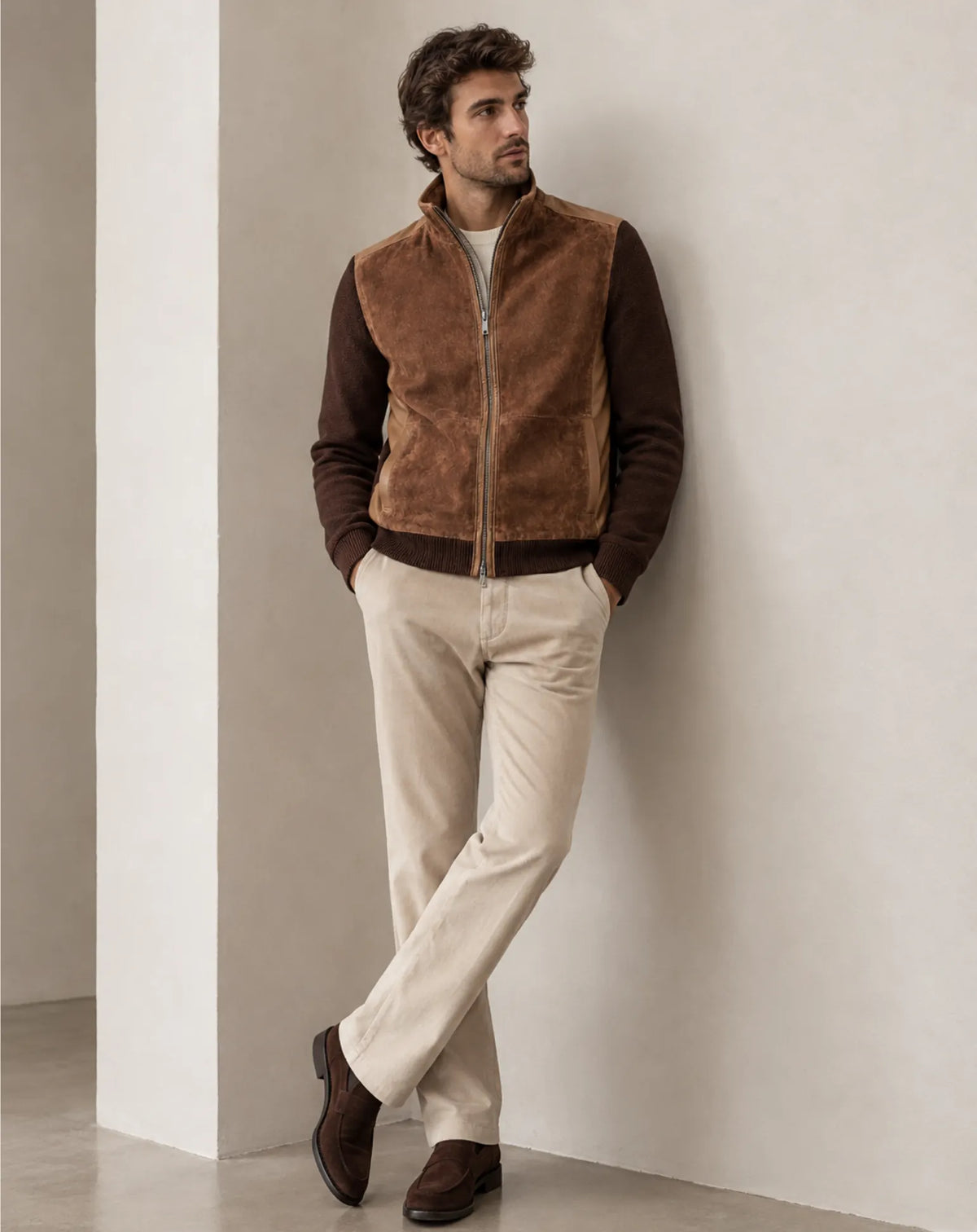 BONANOVA — Suede, Nappa Leather and Knit Jacket