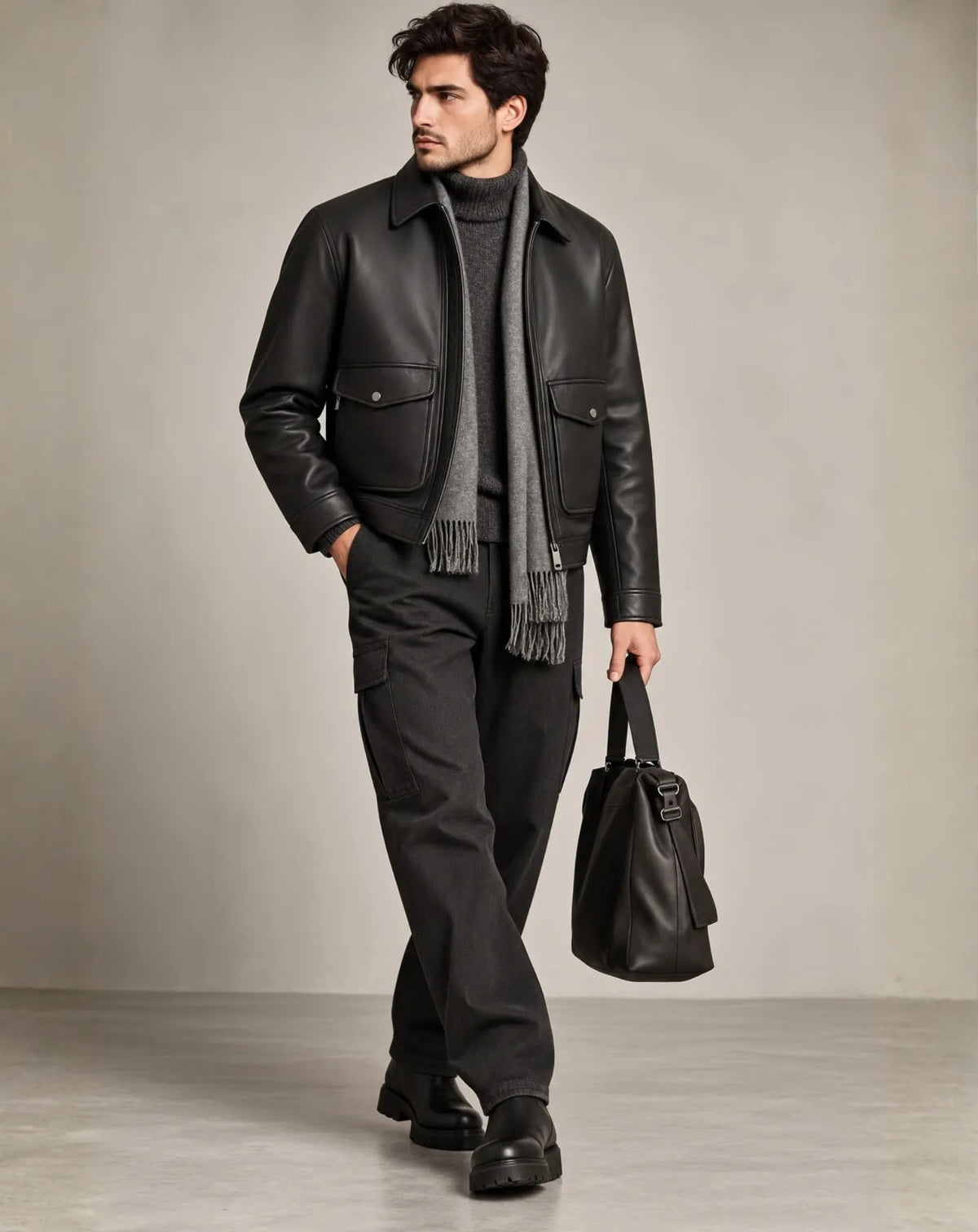 ROCAFORT chaqueta de napa negra imagen 1